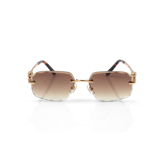 Imported Gold-Finish with Champagne Gradient Faceted Lenses Sunglasses