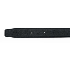 Black H buckle grain leather belt