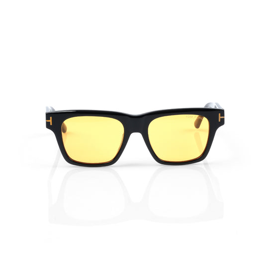 Imported Black Square Retro Acetate Frames Sunglasses with Yellow Lenses