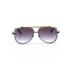 Imported Luxury Bold Black & Gold Frame Aviator Sunglasses with Gradient Lenses