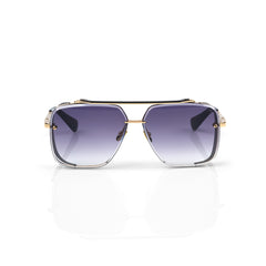 Imported Luxury Gold Architectural Sunglasses with Purple Gradient Lenses