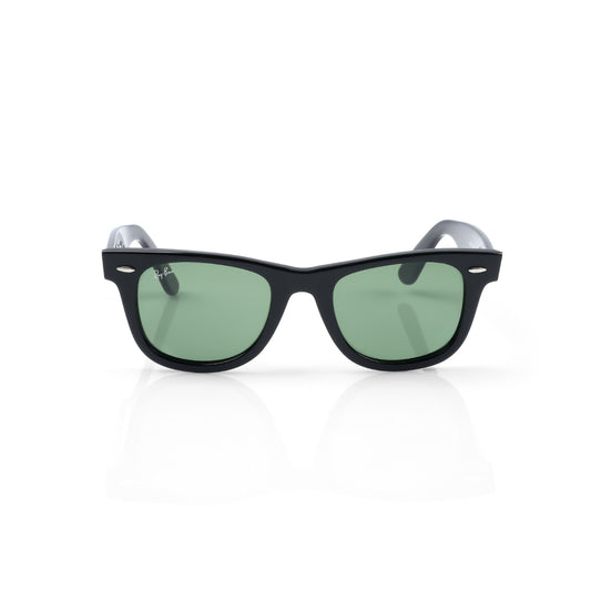 Imported Wayfarer Classic Sunglasses Black Frames with Green G-15 Lenses