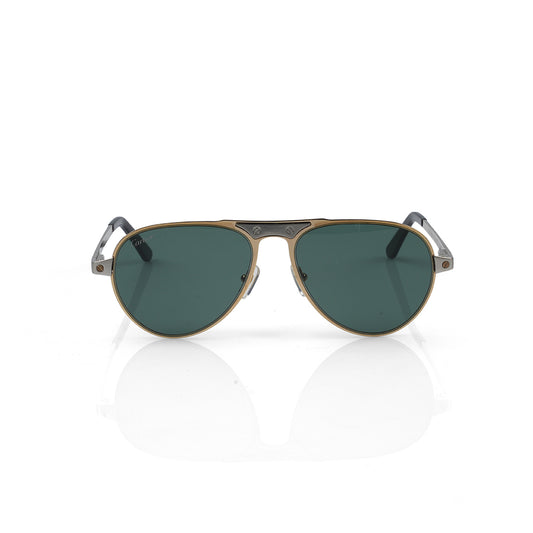 Aviator Sunglasses  Gold & Gunmetal Finish with Forest Green Lenses