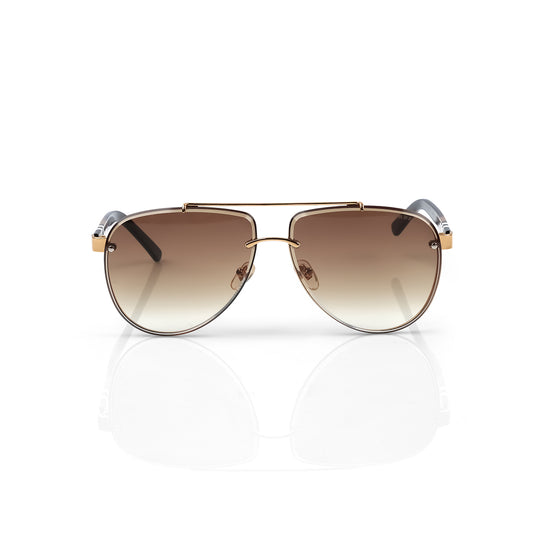 Imported Gold & Black Frames with Brown Gradient Lenses Aviator Sunglasses