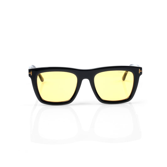 Imported Luxury Polished Black Frames with Bold Yellow Lenses Square Sunglasses