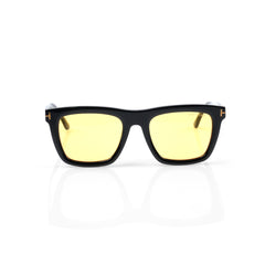 Imported Luxury Polished Black Frames with Bold Yellow Lenses Square Sunglasses