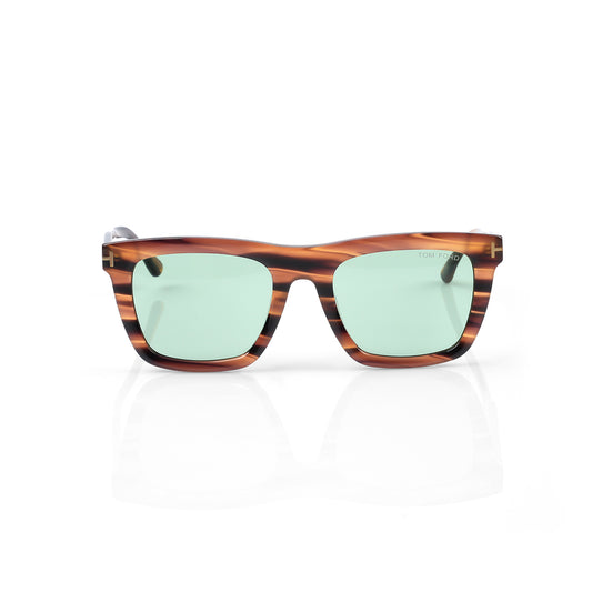 Imported Luxury Striated Havana Frames Sunglasses with Mint Ice Lenses