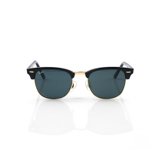 Imported Clubmaster Classic Sunglasses  Black & Gold Frames with Green G-15 Lenses