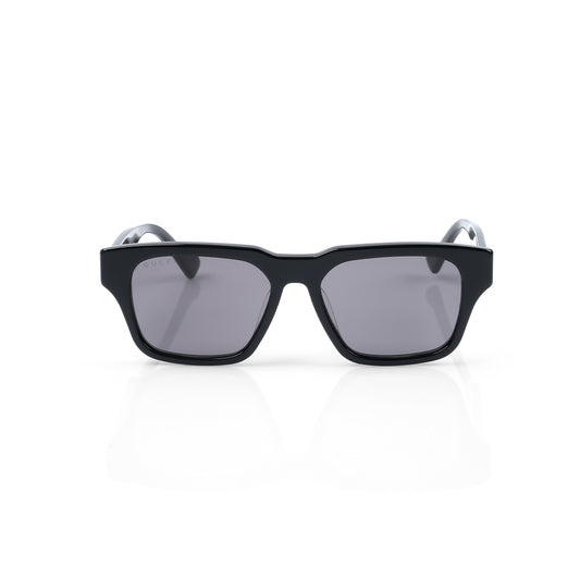 Imported Black Square-Frame Sunglasses with Grey Lenses