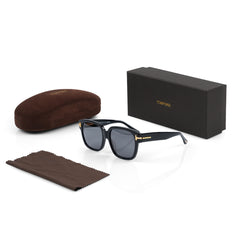 Imported Luxury Polished Black Frame with Smoke Grey Sunglasses