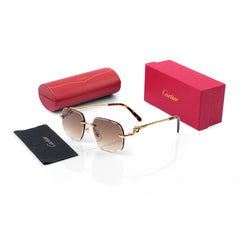 Imported Gold-Finish with Champagne Gradient Faceted Lenses Sunglasses