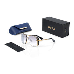 Imported Luxury  Black & Gold Architectural Sunglasses with Gradient Lenses