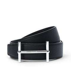 Black grain H buckle belt