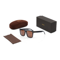 Imported Polished Black Frames with Cognac Brown Lenses Sunglasses