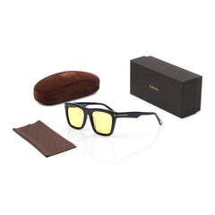 Imported Luxury Polished Black Frames with Bold Yellow Lenses Square Sunglasses