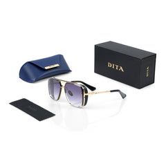 Imported Luxury Gold Architectural Sunglasses with Purple Gradient Lenses