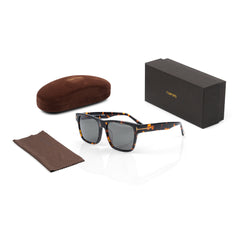 Imported Luxury Square Tortoise Shell Sunglasses with Dark Smoke Lenses