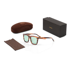 Imported Luxury Striated Havana Frames Sunglasses with Mint Ice Lenses