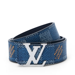 Blue fabric check belt