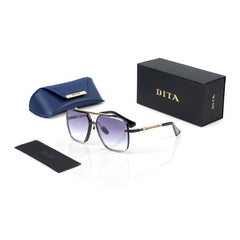 Imported Luxury Sunglasses Bold Black & Gold Titanium Frames with Gradient Lenses