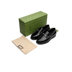 Black Horsebit Leather Loafers