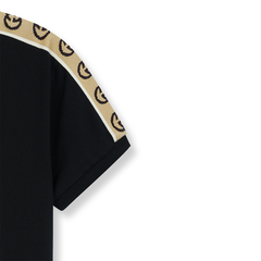 Imported Logo Shoulder Stripe Black Polo