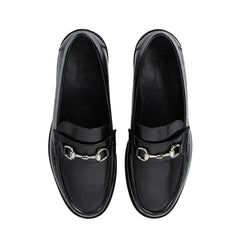Black Horsebit Leather Loafers