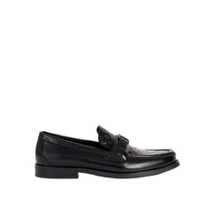 Imported  Black Patent Major Leather Loafers with Embossed Monogram Design - Men's Premium Designer Shoes