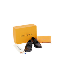 Imported  Black Patent Major Leather Loafers with Embossed Monogram Design - Men's Premium Designer Shoes