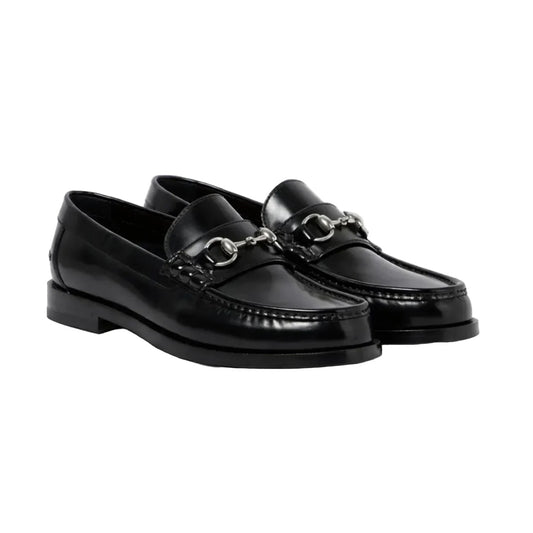 Black Horsebit Leather Loafers