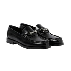 Black Horsebit Leather Loafers