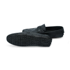 Leather print driver loafer