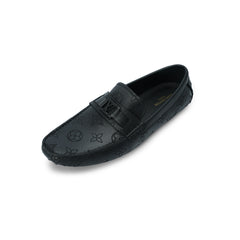 Leather print driver loafer