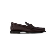 Small logo embossed brown major loafer