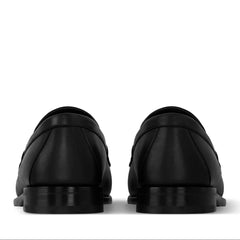 Black Horsebit Leather Loafers
