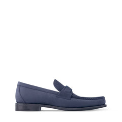 Navy Textured Leather Major Loafers