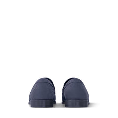 Navy Textured Leather Major Loafers