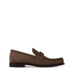 Brown Textured Leather Major Loafers